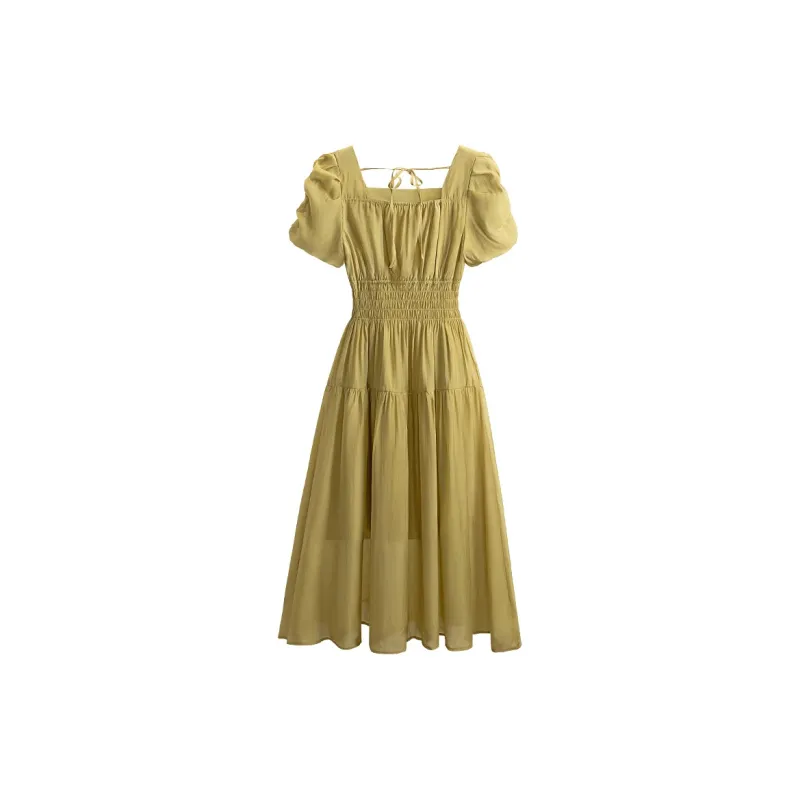 Cypress House Short Sleeved Dress Women's Avocado Green-1