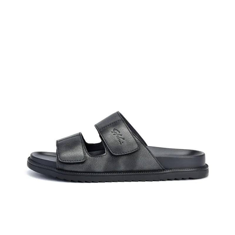 Satchi Quiet Slip Resistant Odor Resistant Abrasion Resistant Slide Slippers Men's Black-0
