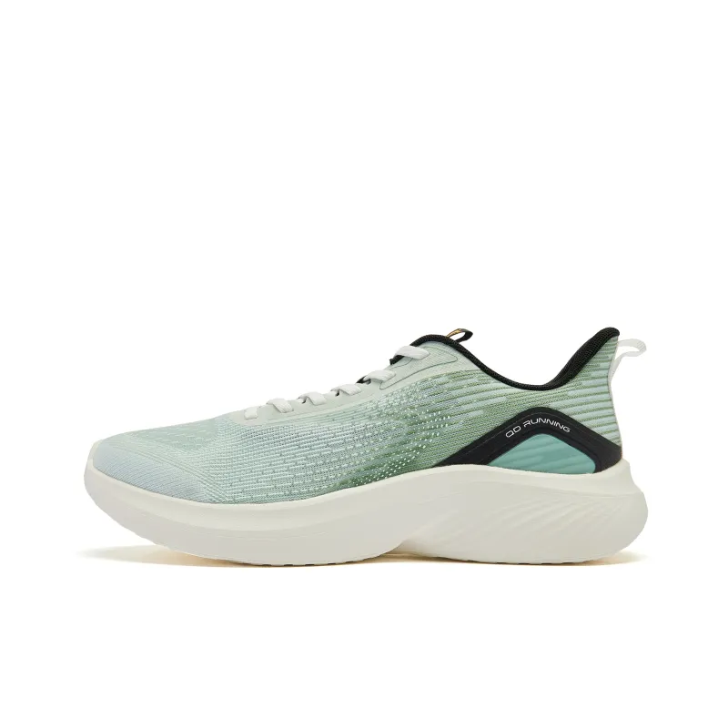 QIAODAN Cushioning Wear Resistant Low Top Running Shoes Men's White Green-0