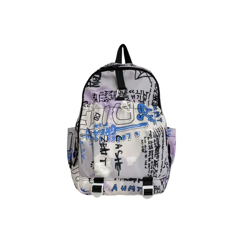 GEERDUN Composite Cloth Backpack Regular Unisex Khaki/Gray Blue/Blue Purple-2