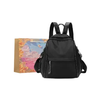 BRINCH Nylon Fabric Carry Backpack Regular Women's Black Color