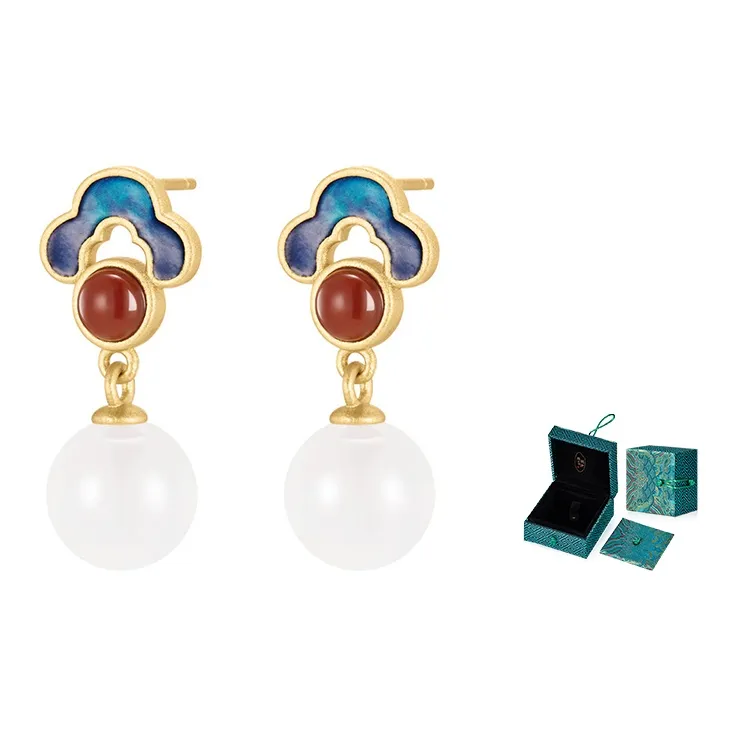 MAMADESHOUHU Earrings Pale Greenish White Jade Women's-2