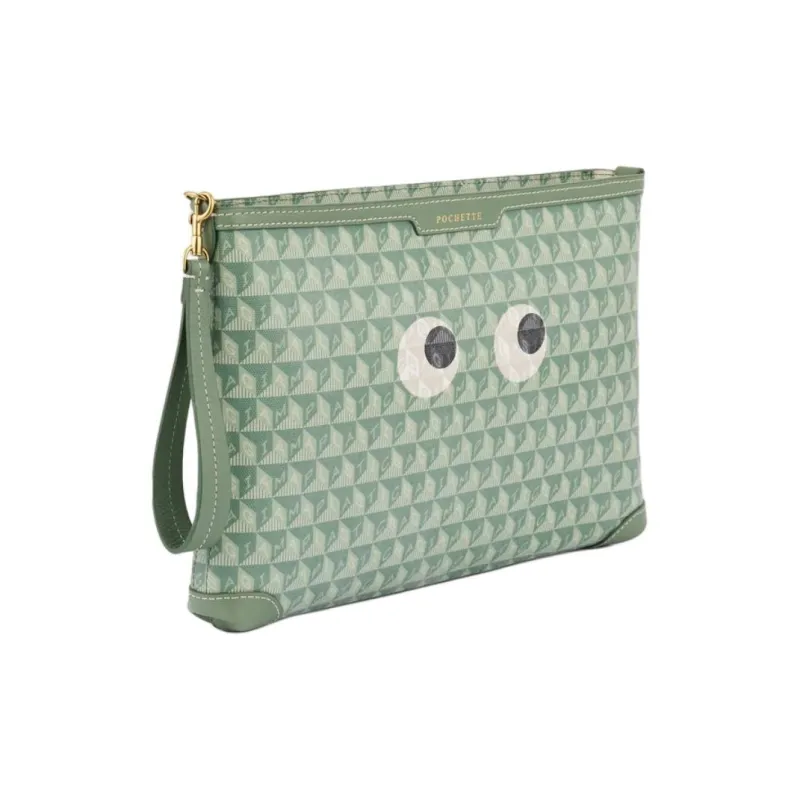 Anya Hindmarch Recycled Canvas Blend Canvas Bag Clutches Unisex Moss Green-1