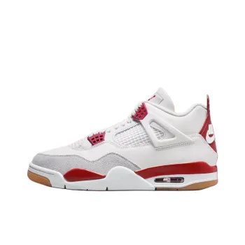 Nike SB x Jordan Air Jordan 4 Cushioning Anti Slip And Wear Resistant Mid Top Vintage Basketball Shoes Unisex White Red