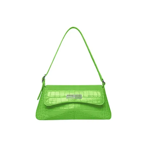Balenciaga Cow Leather Handbag Shoulder Bag Small Size Women's Bright Green