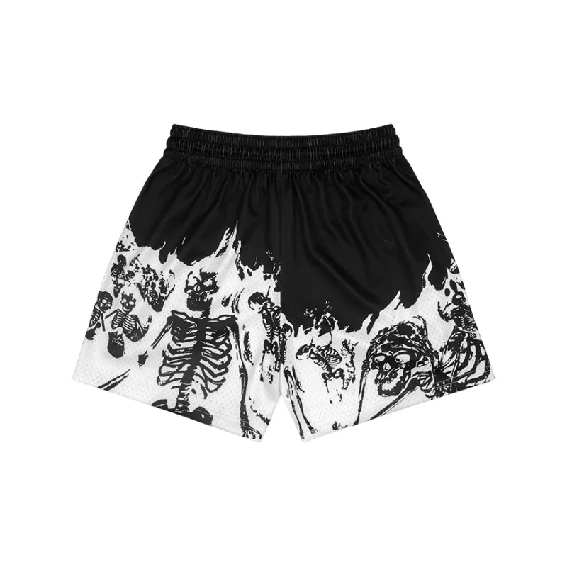 BKCXZICE Sports Shorts Unisex Black White Bleach-1