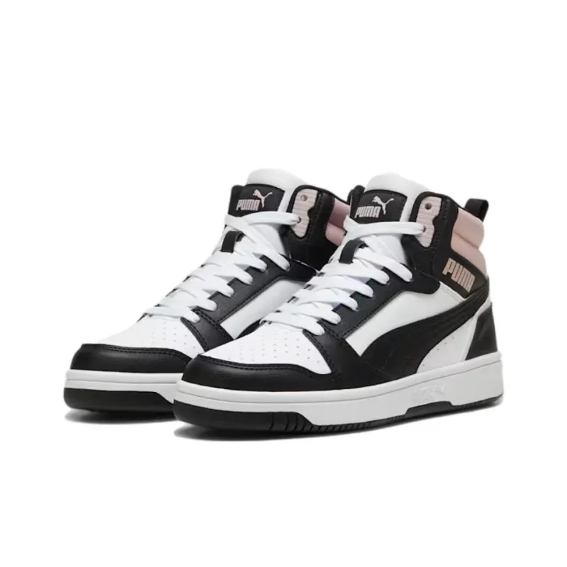 PUMA REBOUND Coverage Slip Resistant And Abrasion Resistant High Top Skateboard Shoes Unisex Black White-2
