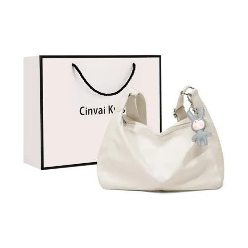 Simvay Clos Fabric Crossbody Bag Shoulder Bag Large Size Women's Ecru/Black