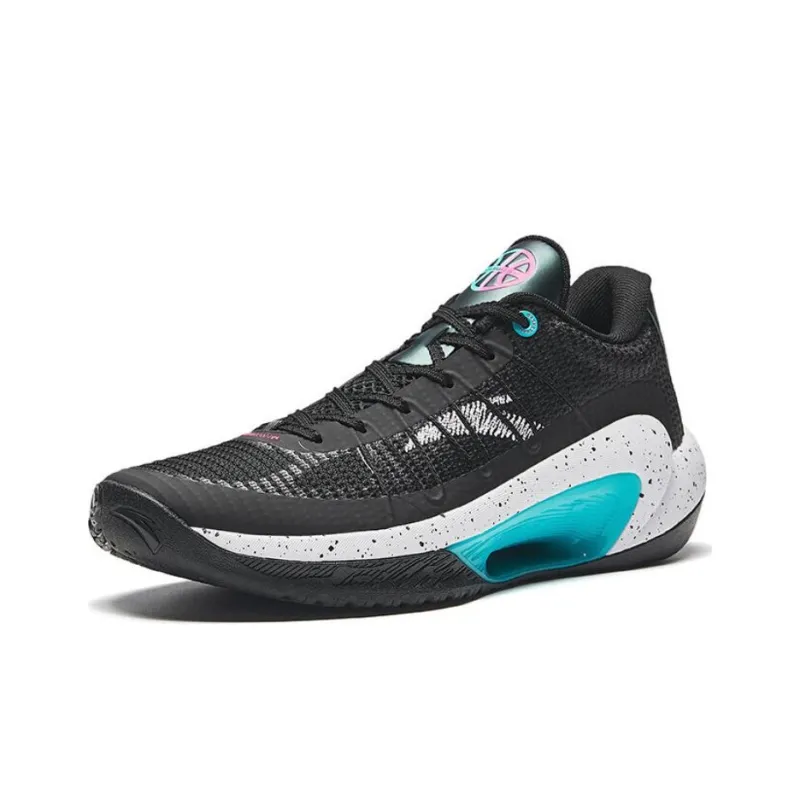 Anta 3 Point Rain Lite V2 Cushioning Low Top Basketball Shoes Men's Black White Blue-1