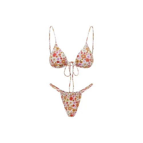 Yukari Swim Two-Piece Swimsuits Women's Orange Floral Pattern