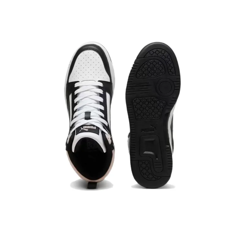 PUMA REBOUND Coverage Slip Resistant And Abrasion Resistant High Top Skateboard Shoes Unisex Black White-3