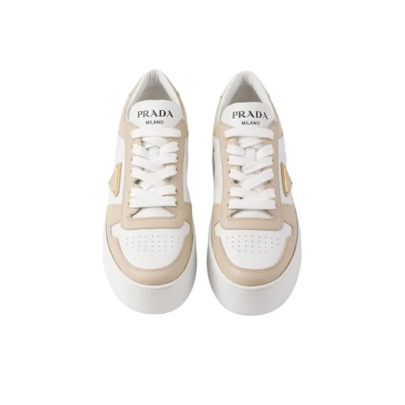 PRADA Downtown Bold Low Top Skateboard Shoes 5cm Women's Ecru-4