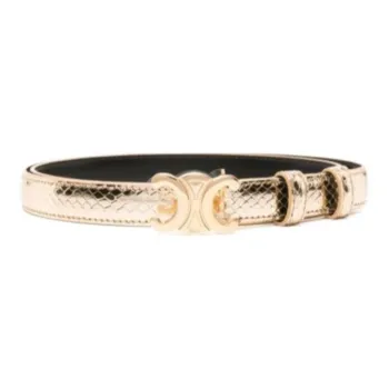 CELINE Snake Skin Style - Leather Belts Women's Gold