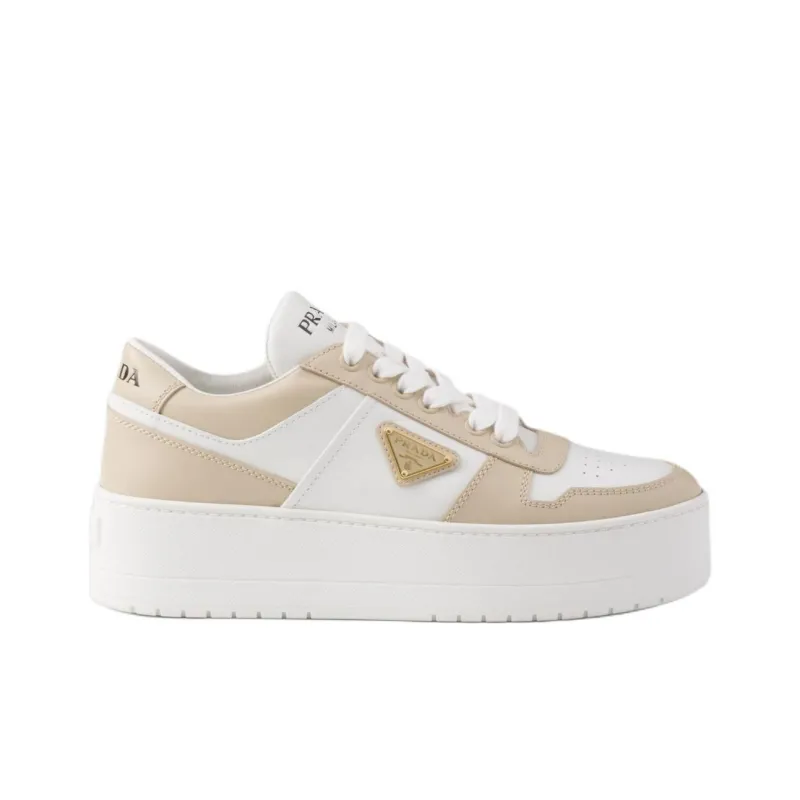PRADA Downtown Bold Low Top Skateboard Shoes 5cm Women's Ecru-1