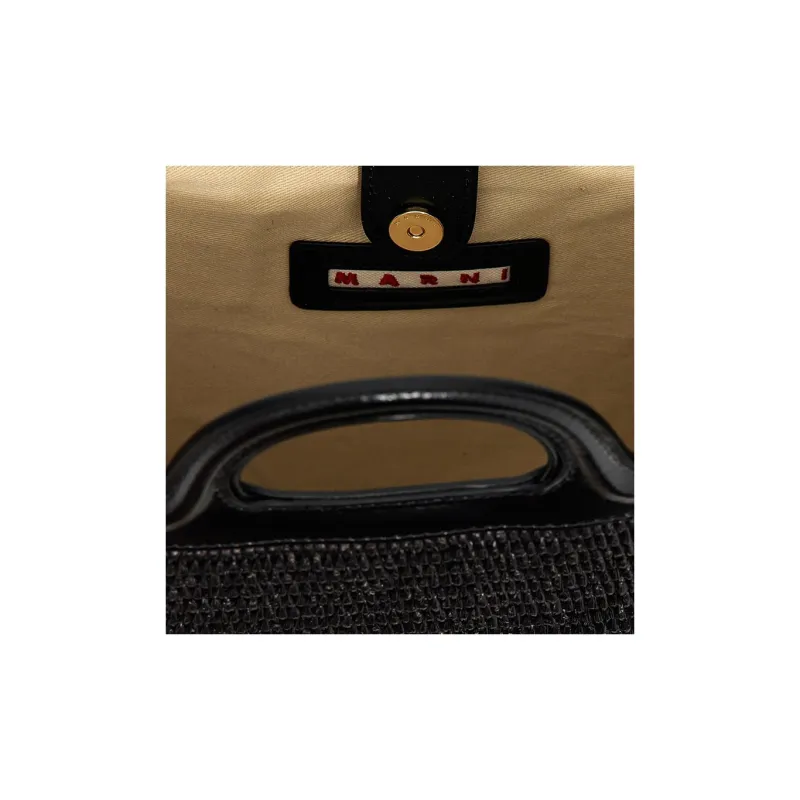 MARNI Tropicalia Logo Embroidered Raffia Tote Bag-3