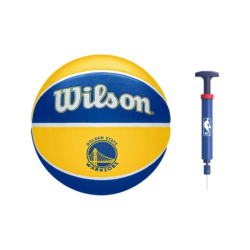 Wilson NBA Series Rubber Basketball Yellow Blue Multicolor Size 7 Ball Training Unisex-8