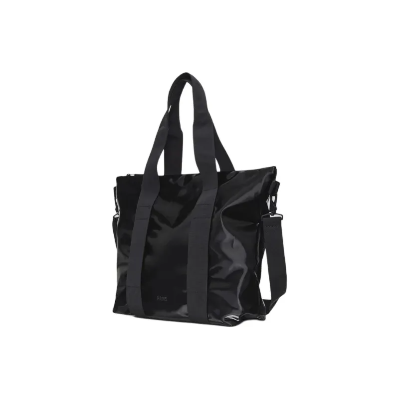 Rains Polyester Bonded Polyurethane Coating Tote Bag Shopping Bag Shoulder Bag Crossbody Bag Handbag Mini Unisex Black-1