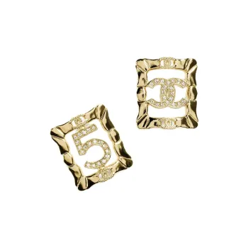 CHANEL Metal Earrings Women's Gold