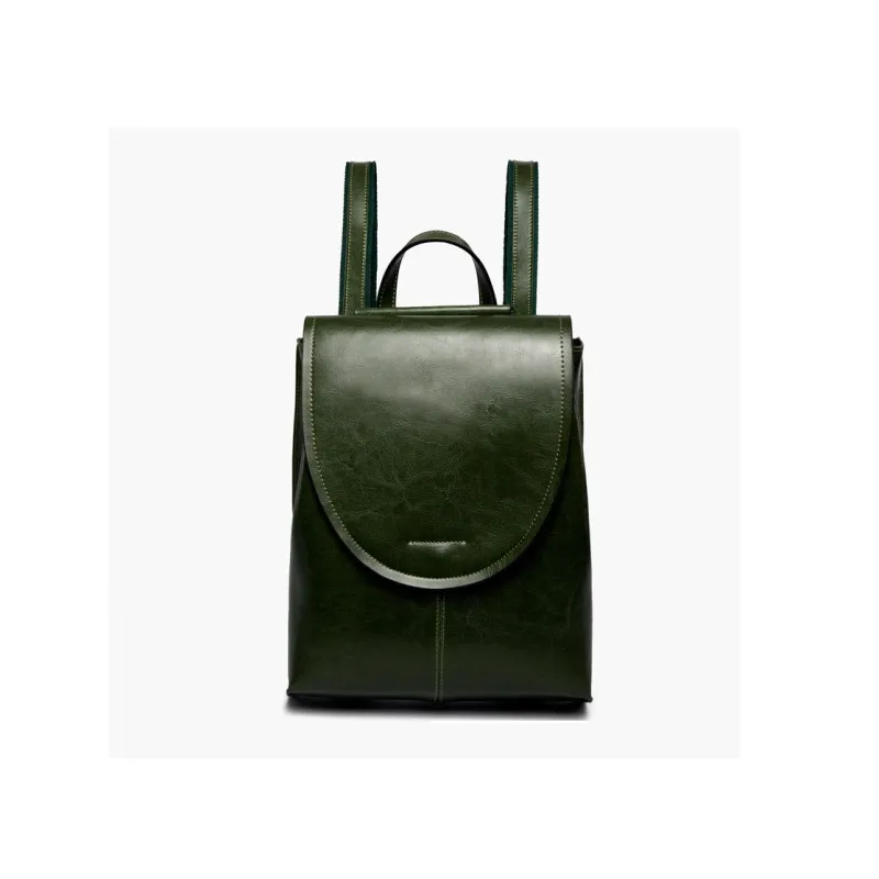 TTaG．baG Waxed Cow Leather Backpack Women's Brown/Black/Coffee/Green-15
