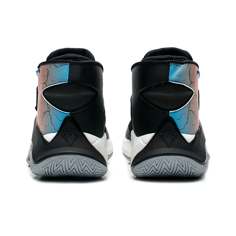 QIAODAN Uh huh Cushioning, Wear Resistant High Top Basketball Shoes Men's Black Blue-3
