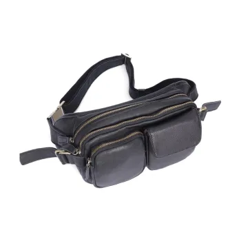 DOSRFINI Cow Leather Fanny Pack Regular Men's Black/Coffee