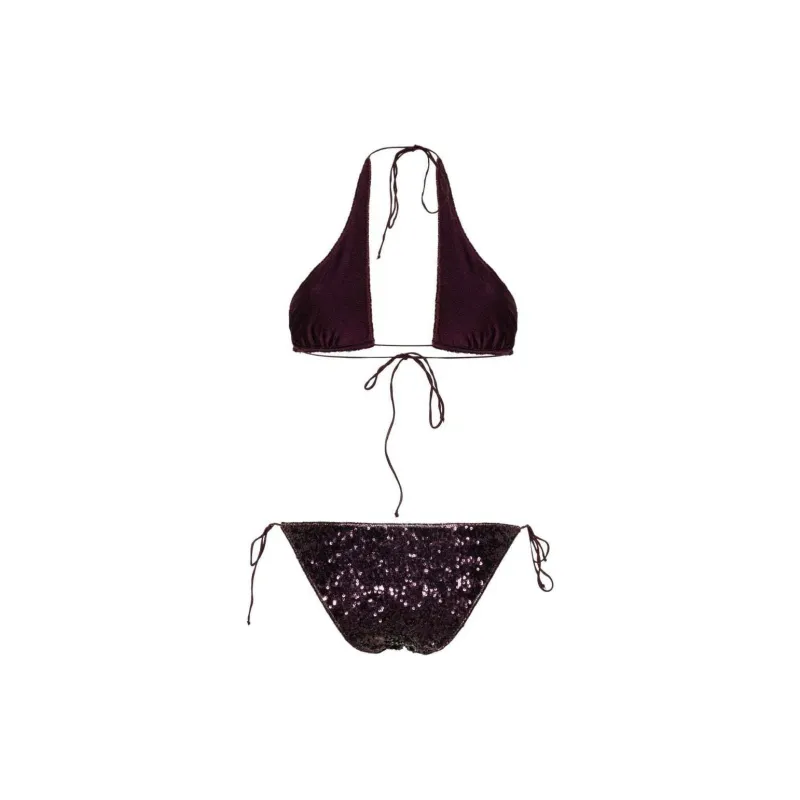 Oséree Paillettes Crossed Sequin-embellished Bikini Set-1