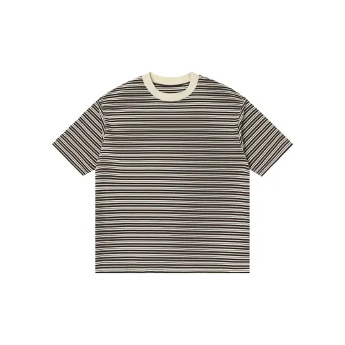 Evi Stub T-Shirts Men Brown Khaki Stripes Color