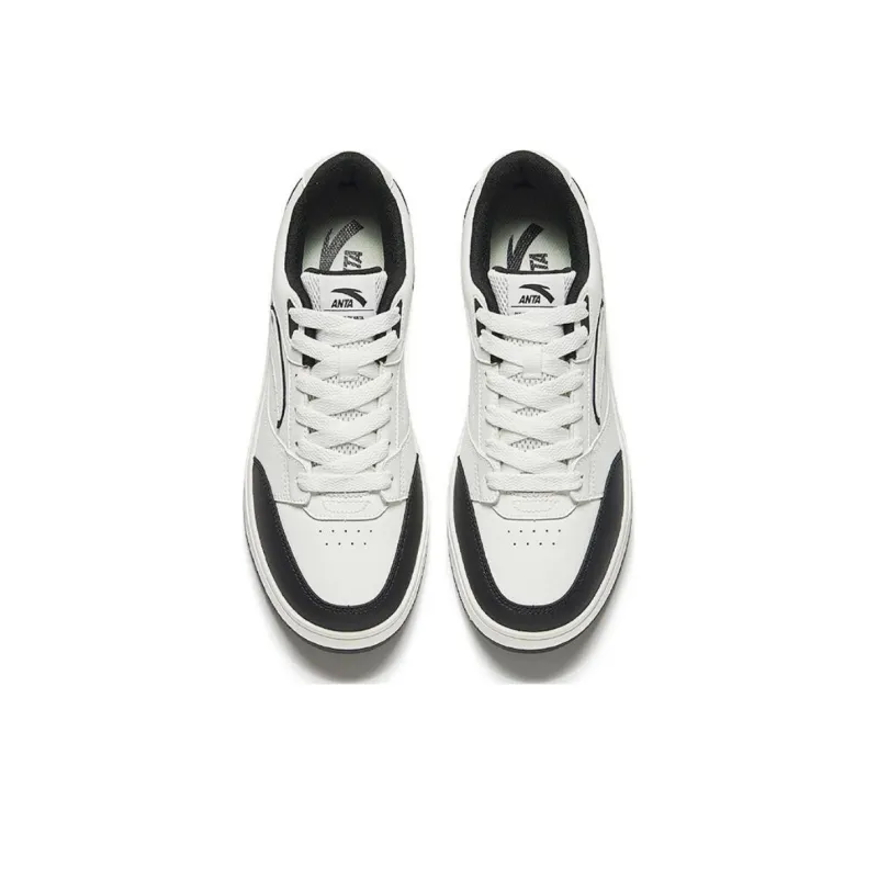 Anta BASIC BASIC Slip Resistant Cushioning Wear Resistant Low Top Skateboard Shoes Men's White Black-2