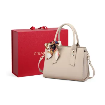 C°BANNER Cow Leather With Synthetic Leather Shoulder Bag, Crossbody Bag, Mom Handbag Regular Women's Creamy Apricot