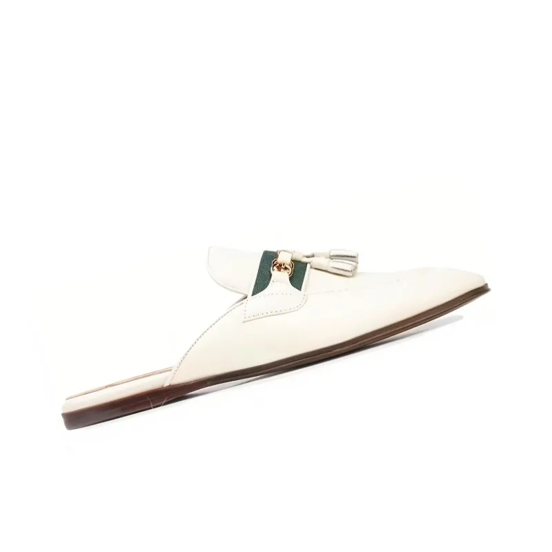GUCCI Paride Gg Web Tassel Mule Dusty White-2