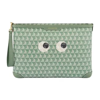Anya Hindmarch Recycled Canvas Blend Canvas Bag Clutches Unisex Moss Green