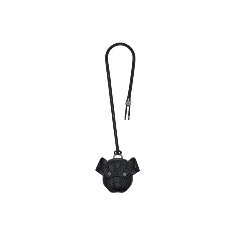DIOR Bobby Grained Calfskin Earphone Case Unisex Black-1