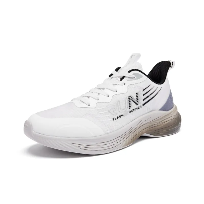 QIAODAN Durable Breathable Low Top Running Shoes Men's White Silver-2
