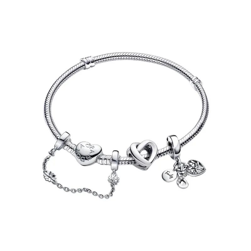 Pandora 925 Sterling Silver Bracelets Women's Butterfly Love Flower/Timeless Heart-2