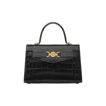 FANSIZHE Medusa '95 Cow Leather Shoulder Bag, Crossbody Bag, Handbag Medium Size Women's Black & Gold