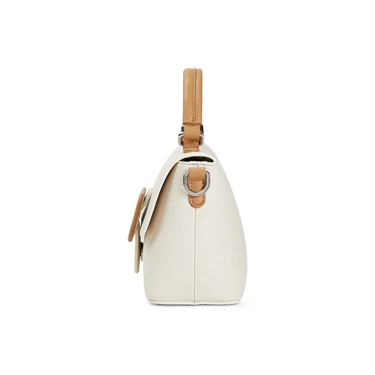 Teenmix Cow Leather With Synthetic Leather Handbag, Shoulder Bag, Crossbody Bag Women's Ecru/Sky Blue-3