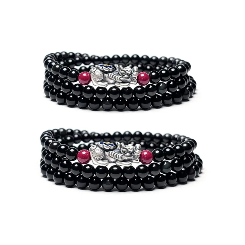 MOUNTAINS AND MANS Obsidian Bracelets Unisex-8
