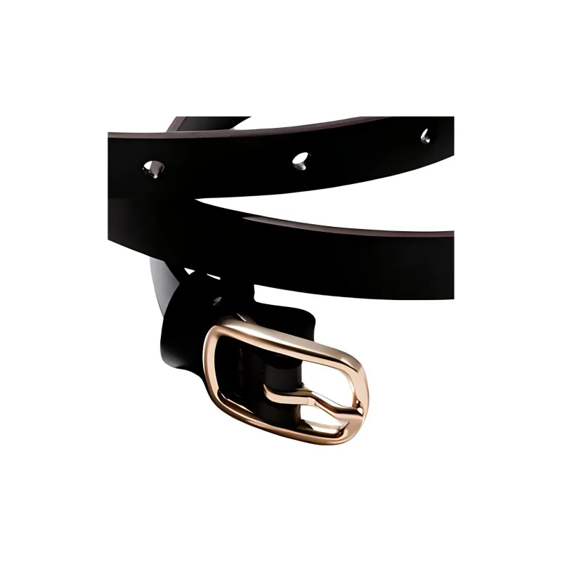 UNIQLO Logo Identification Cow Leather Leather Belts Women's Black Width: 1.5cm-2