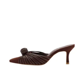 Larroude Closed Toe Slippers 6.5cm Women's Brown