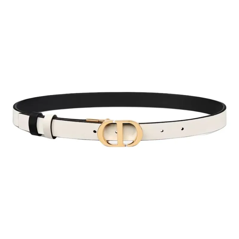 DIOR Cow Leather Belts Women's Black/Milk White Width  2CM-1