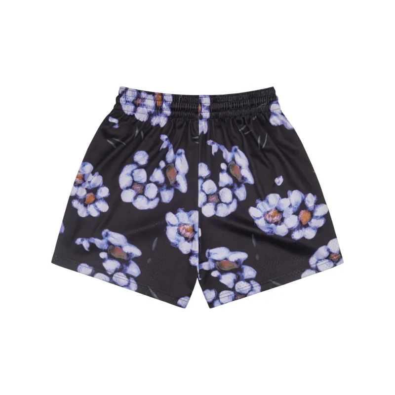BKCXZICE Basketball Shorts Unisex Ink Wash Flowers-1