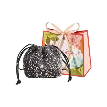 Cwatcun Sequins Shoulder Bag Women's Silver Gray/Black/Silver