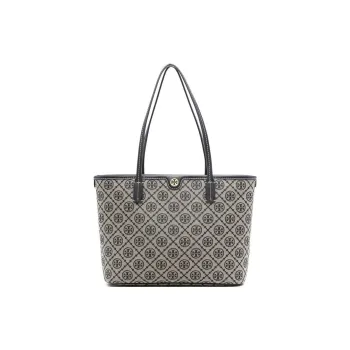 TORY BURCH T Monogram Fabric Tote Bag Shopping Bag Handbag Shoulder Bags Women's Marine Blue
