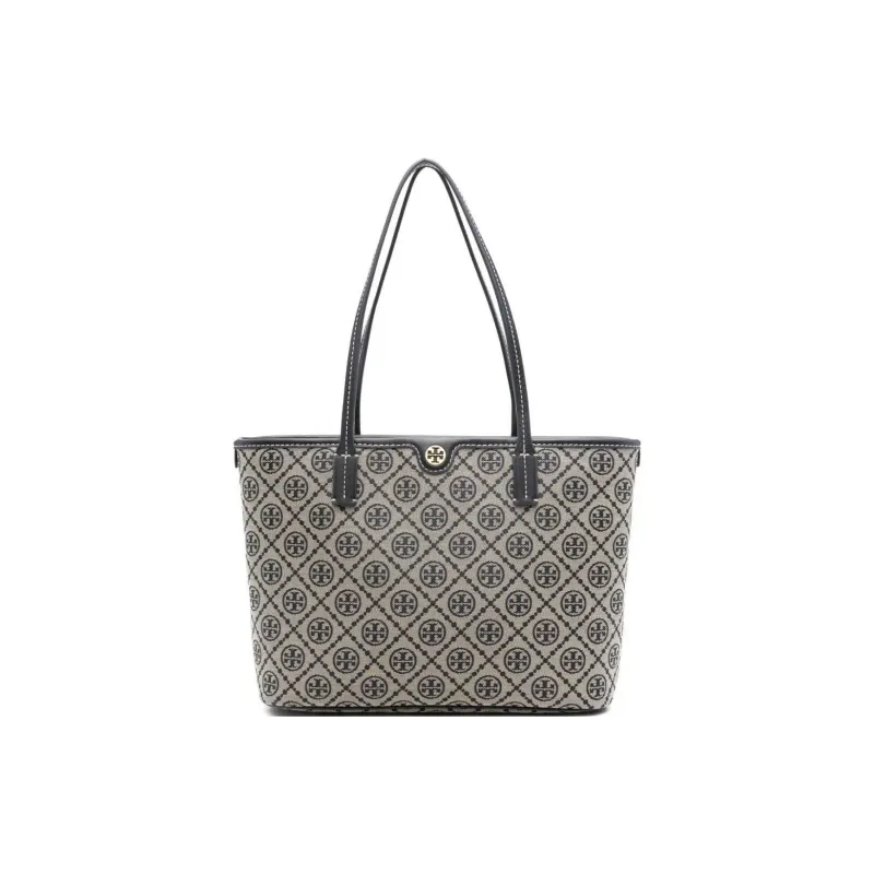 TORY BURCH T Monogram Fabric Tote Bag Shopping Bag Handbag Shoulder Bags Women's Marine Blue-0