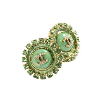 CHANEL Metal Earrings Women's Green