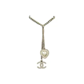 CHANEL Metal, Glass Pearl, Crystal Necklaces Women's Gold