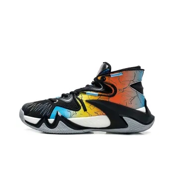 QIAODAN Uh huh Cushioning, Wear Resistant High Top Basketball Shoes Men's Black Blue