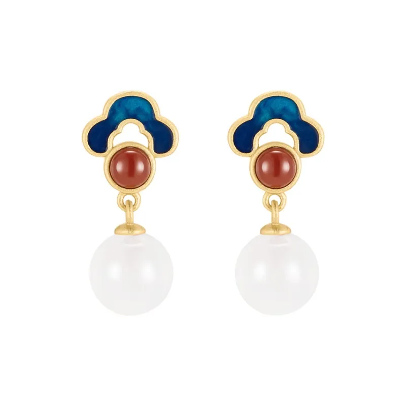 MAMADESHOUHU Earrings Pale Greenish White Jade Women's-1