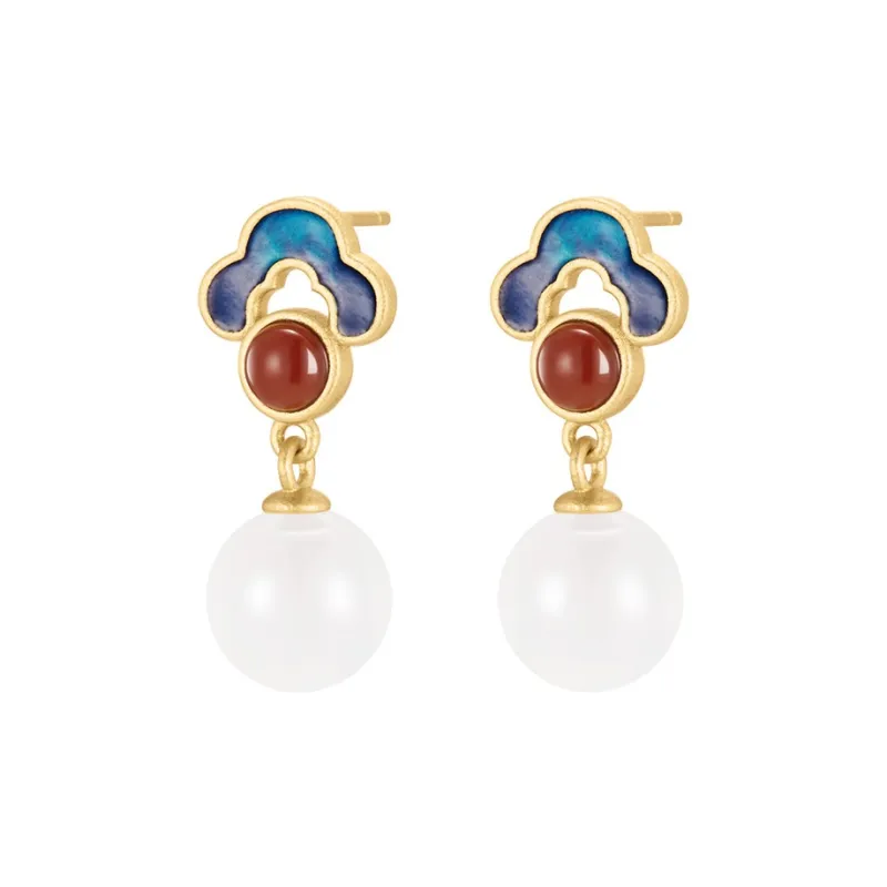 MAMADESHOUHU Earrings Pale Greenish White Jade Women's-0
