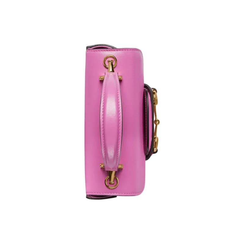 GUCCI Horsebit 1955 Leather Shoulder Bag Crossbody Bag Handbag Mini Women's Pink-4